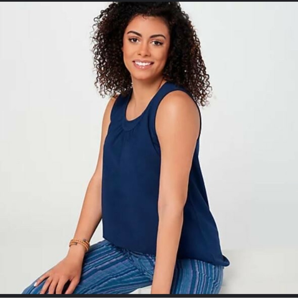 LOFT Blue Sleeveless Top with Elastic Waist